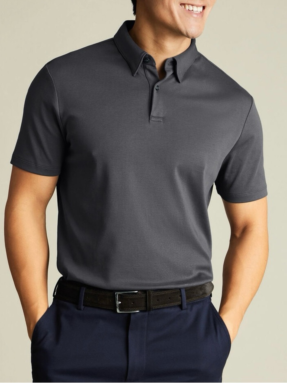 Member's Mark Classic Fit Stretch Cotton Polo - Dark Gray, Men's Size Medium